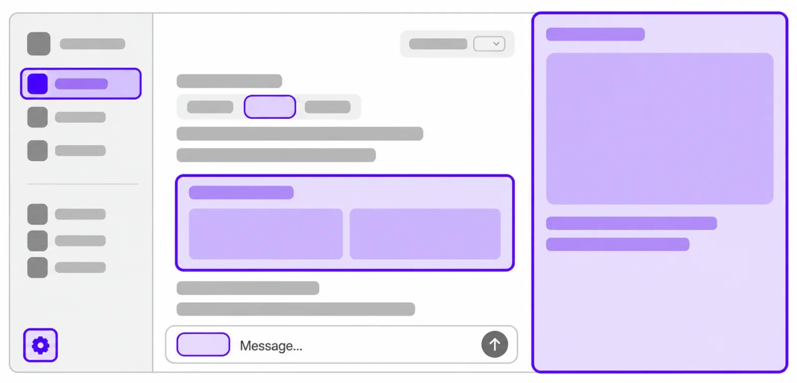 ChatGPTの画面の中で、サイドバー、会話の中のパネル、右側の表示面にプラグインの画面が入る場所を示した図